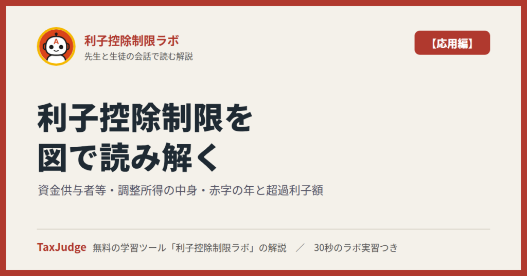 利子控除制限ラボ【応用編】｜先生と一緒に図で学ぶ資金供与者等・調整所得・赤字の年と超過利子額