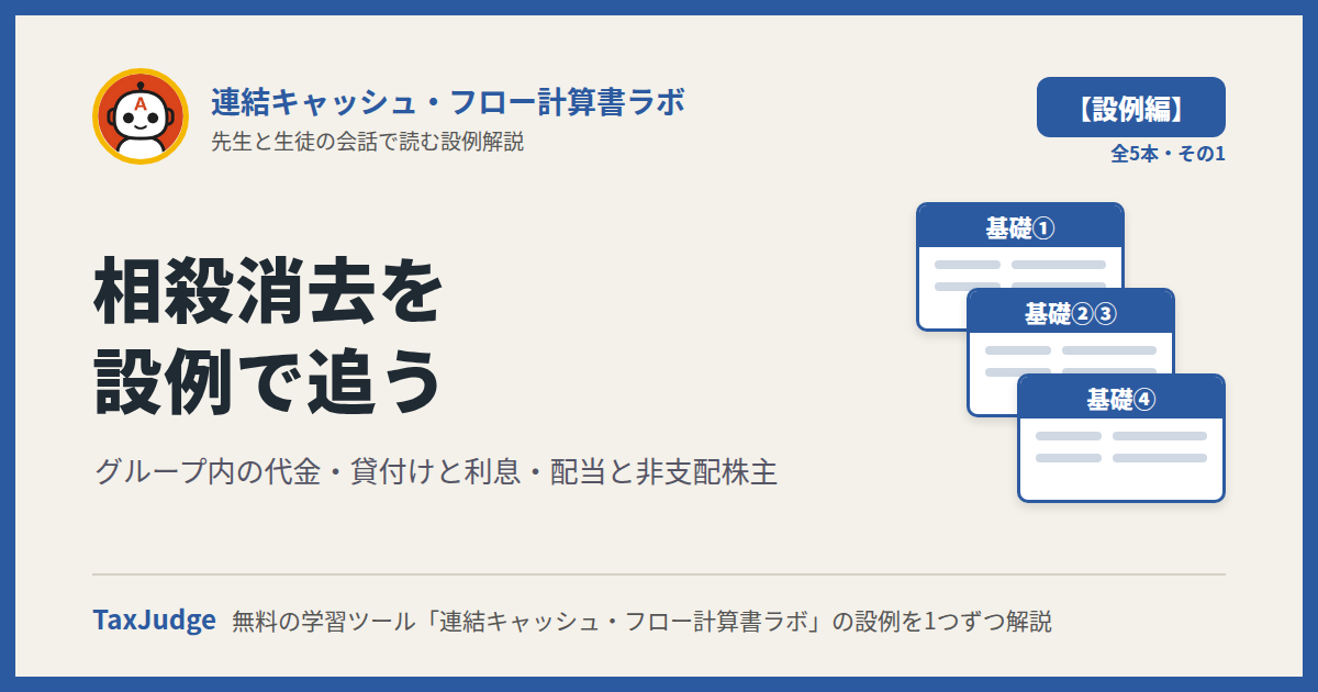 連結キャッシュ・フロー計算書ラボ【設例・相殺消去編】｜先生と一緒に図で学ぶ設例・基礎①〜④ 代金・貸付け・配当の消去
