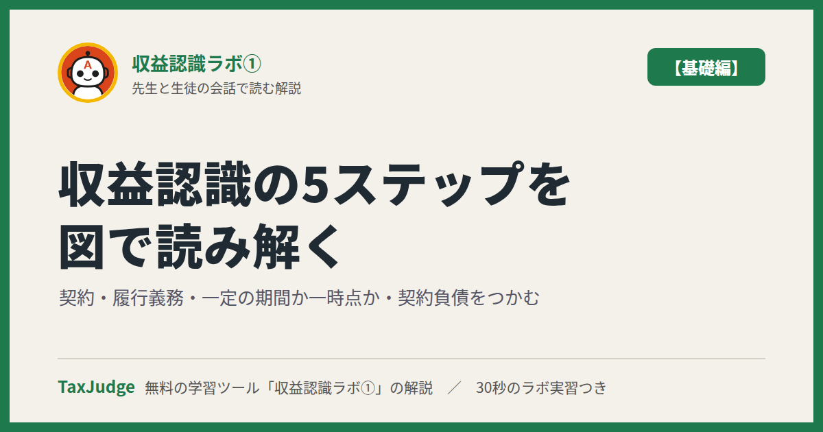 収益認識ラボ①【基礎編】｜先生と一緒に図で学ぶ5ステップ・履行義務・一定の期間か一時点か