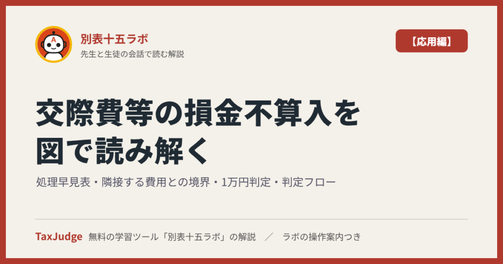 別表十五ラボ【応用編】｜先生と一緒に図で学ぶ処理早見表・隣接する費用との境界・1万円判定・判定フロー