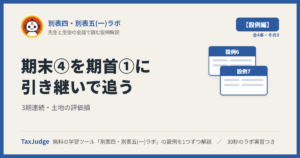 別表四・別表五(一)ラボ【設例・複数期編】｜先生と一緒に図で学ぶ設例6・7 3期連続・土地の評価損