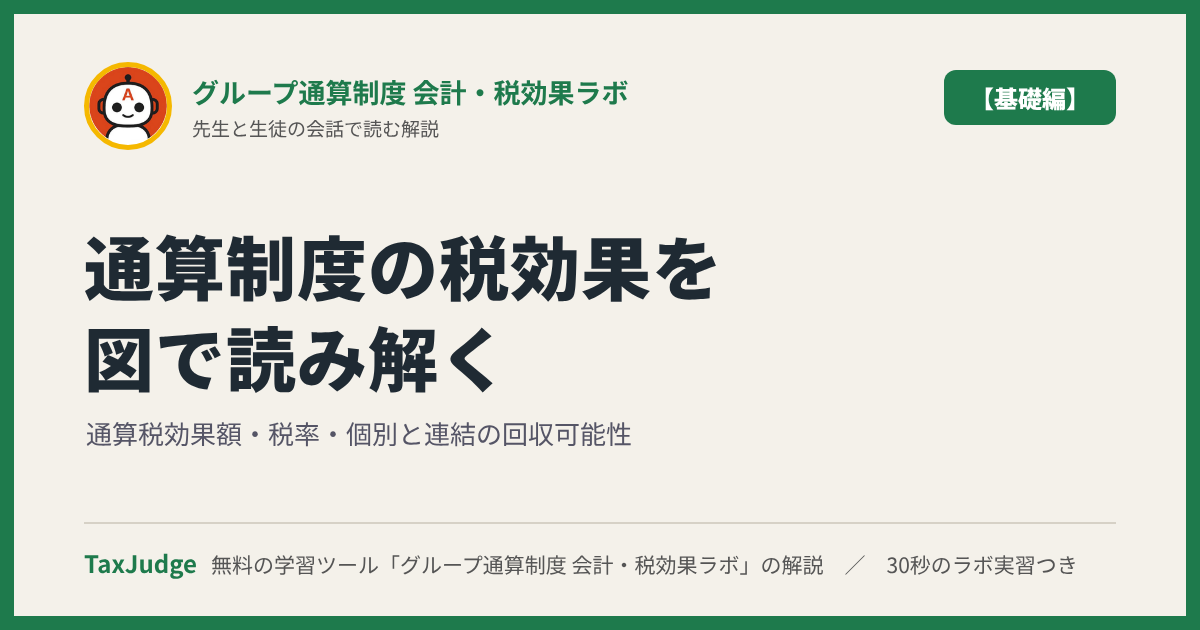 グループ通算制度 会計・税効果ラボ【基礎編】｜先生と一緒に図で学ぶ通算税効果額・税率・個別と連結の回収可能性