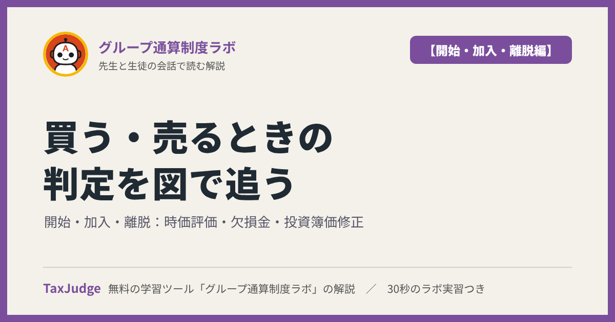 グループ通算制度ラボ【開始・加入・離脱編】｜先生と一緒に図で学ぶ時価評価・欠損金の持込み・投資簿価修正